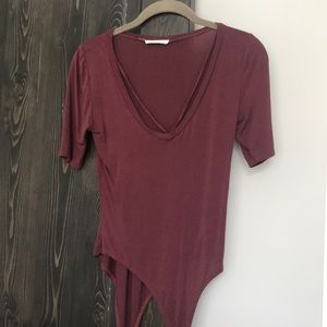 Maroon short sleeve body suit